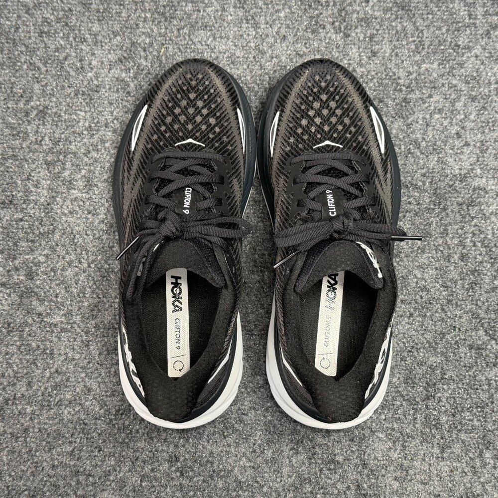 Hoka Clifton 9 Running Shoes Women's Size 8.5 Black White Athletic Run Training - Picture 9 of 13